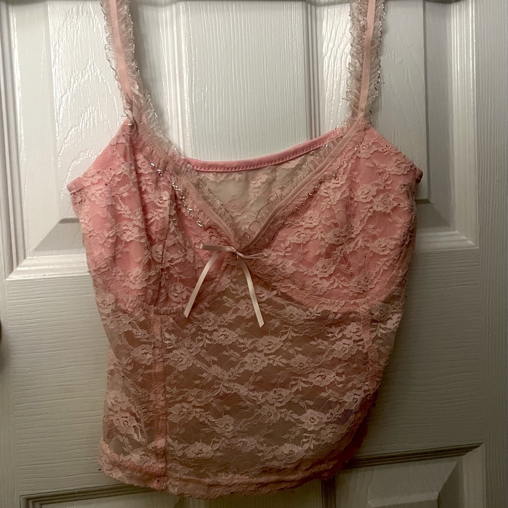 Pink Laced Crop Top
